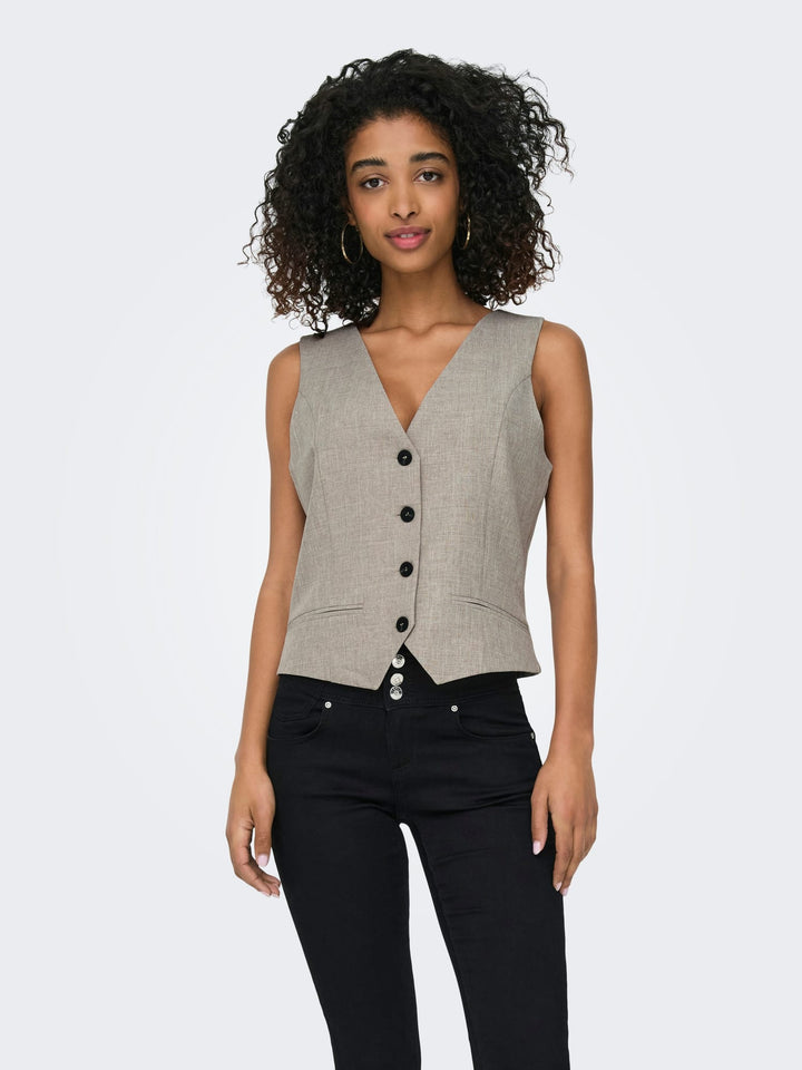 Only gilet dames bruin melee – ONLLINDA S/L MEL FIT