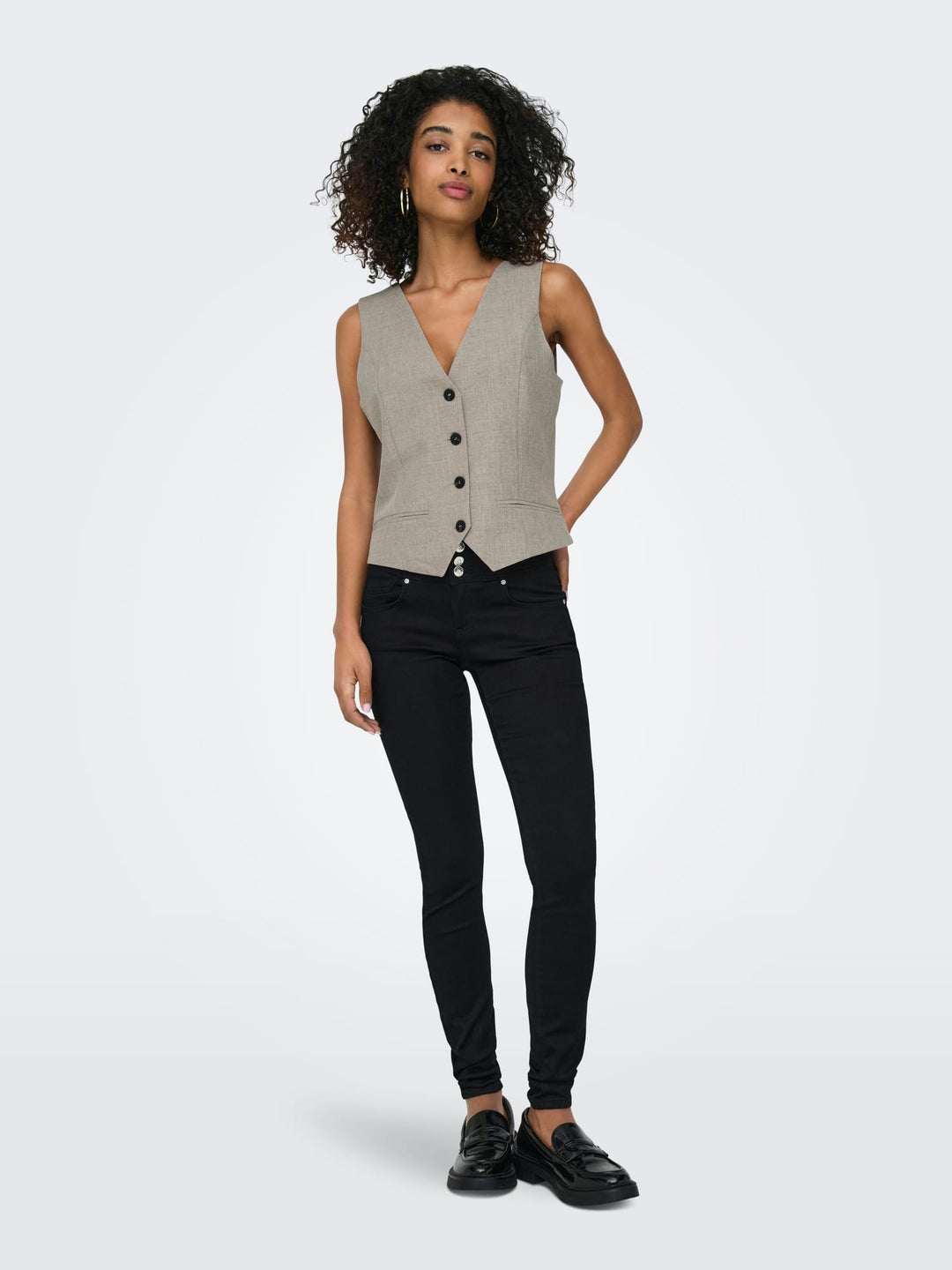 Only 15336753 linda gilet dames bruin melee