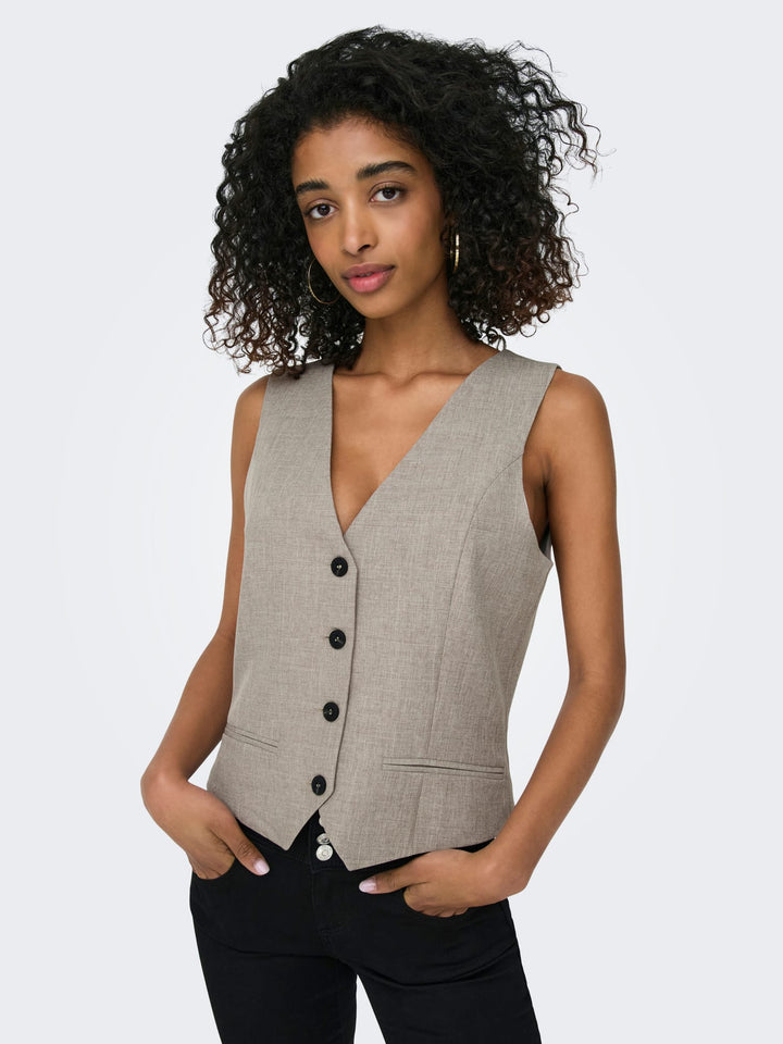 Only 15336753 linda gilet dames bruin melee
