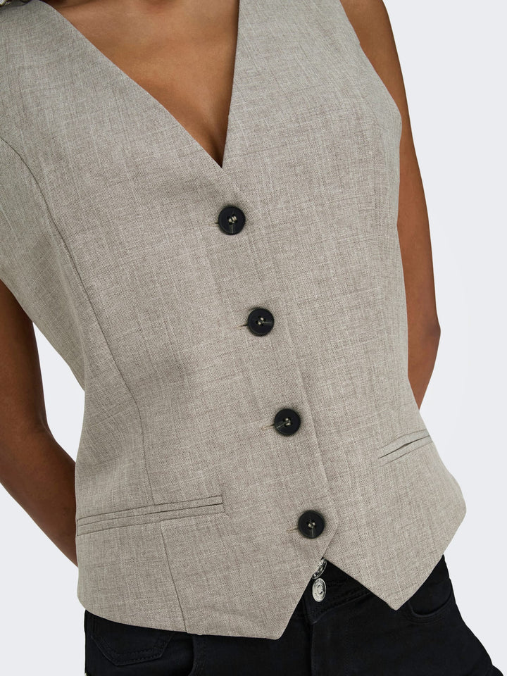Only 15336753 linda gilet dames bruin melee