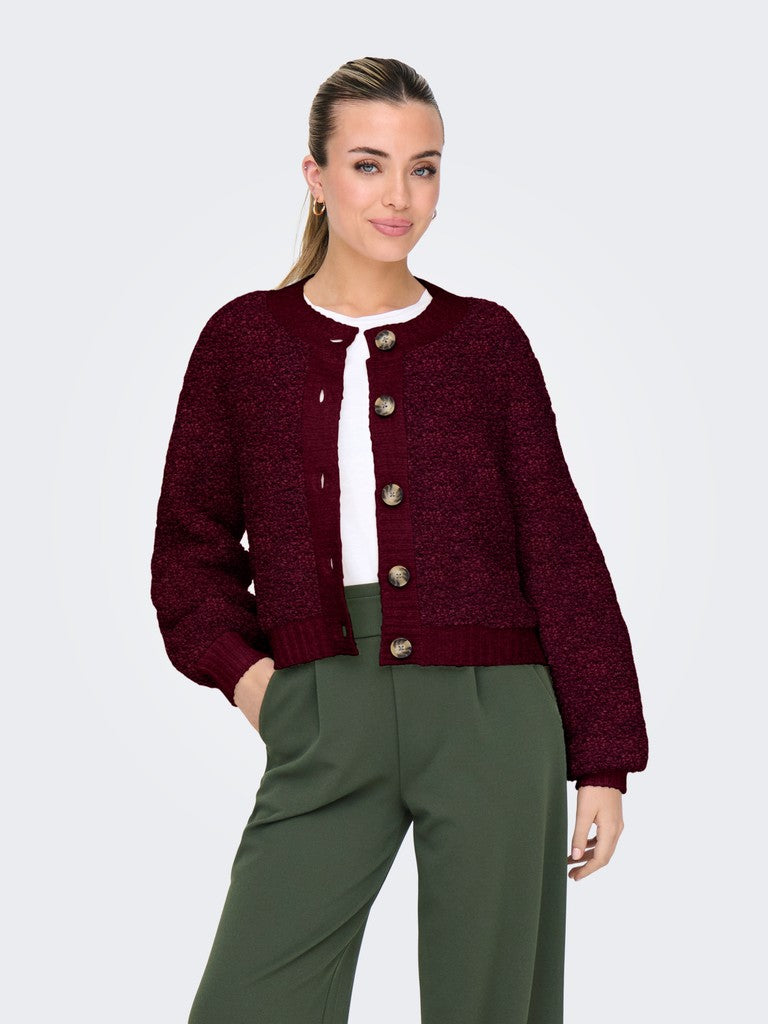 Jacqueline de Yong Eira vest gebreid bordeaux – dames