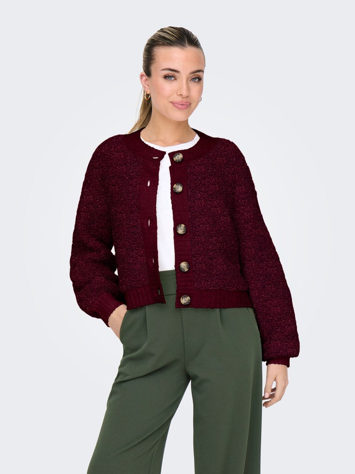 Jacqueline de Yong Eira vest gebreid bordeaux – dames