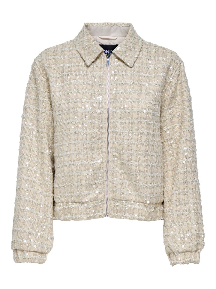 Only ONLSIGNE SEQUIN BOUCLE JACKET – damesjack - Ecru Dessin