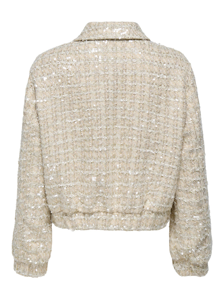 Only ONLSIGNE SEQUIN BOUCLE JACKET – damesjack - Ecru Dessin