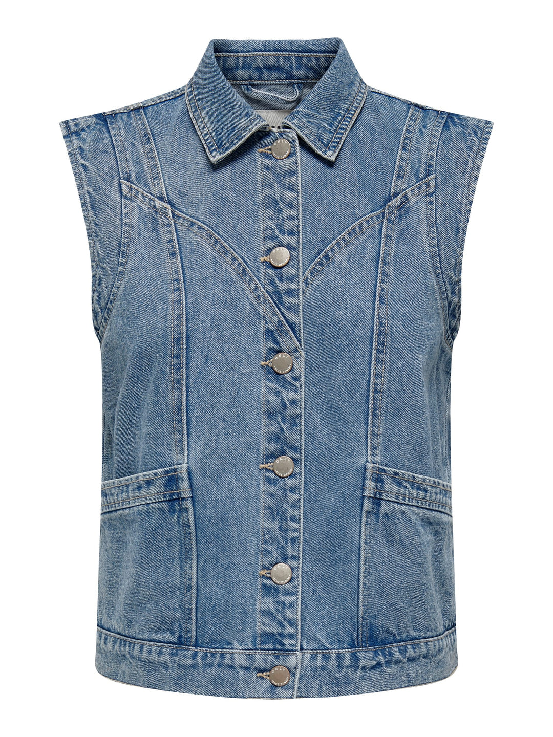 Only 15278041 Kennedy gilet denim dames blue denim