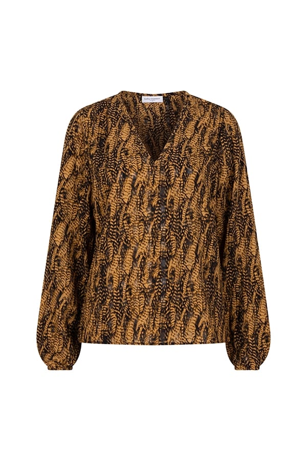 Lofty Manner Blouse Agnes – dames blouse bruin dessin