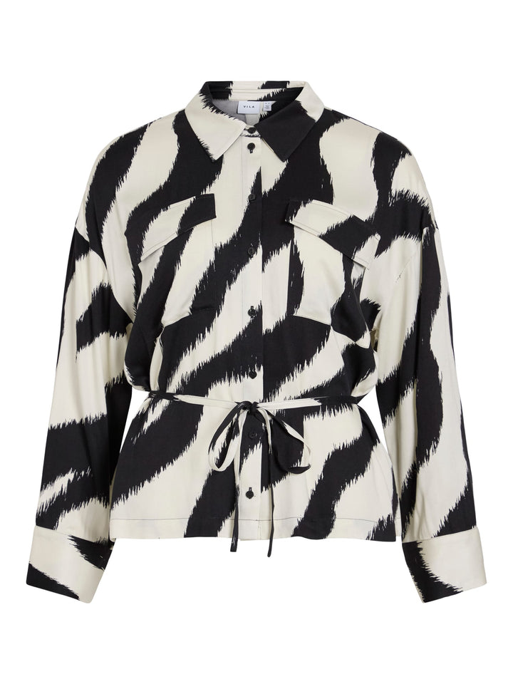 Vila 14110871 Emmeline blouse l/m dames zwart dessin