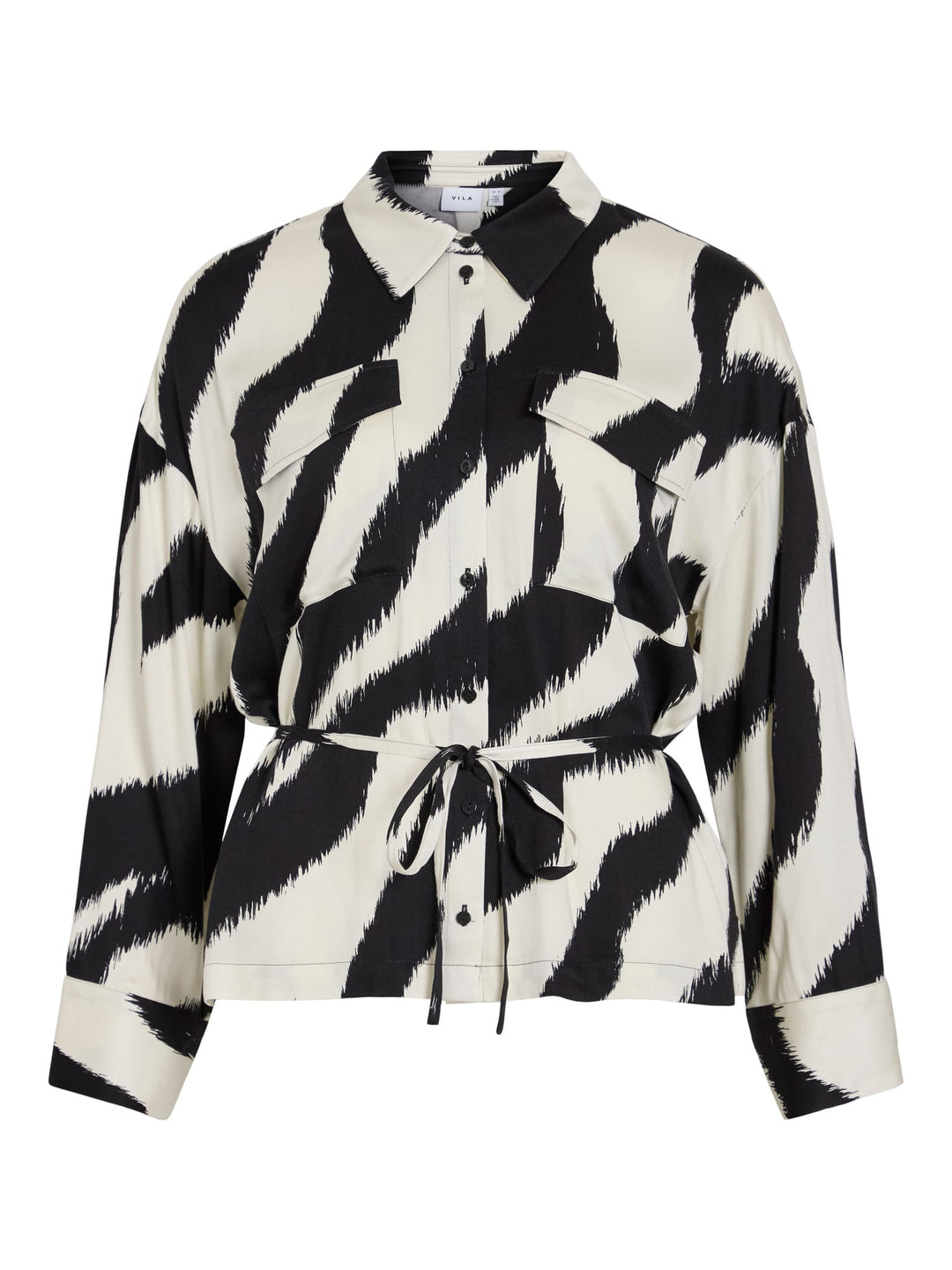 Vila 14110871 Emmeline blouse l/m dames zwart dessin