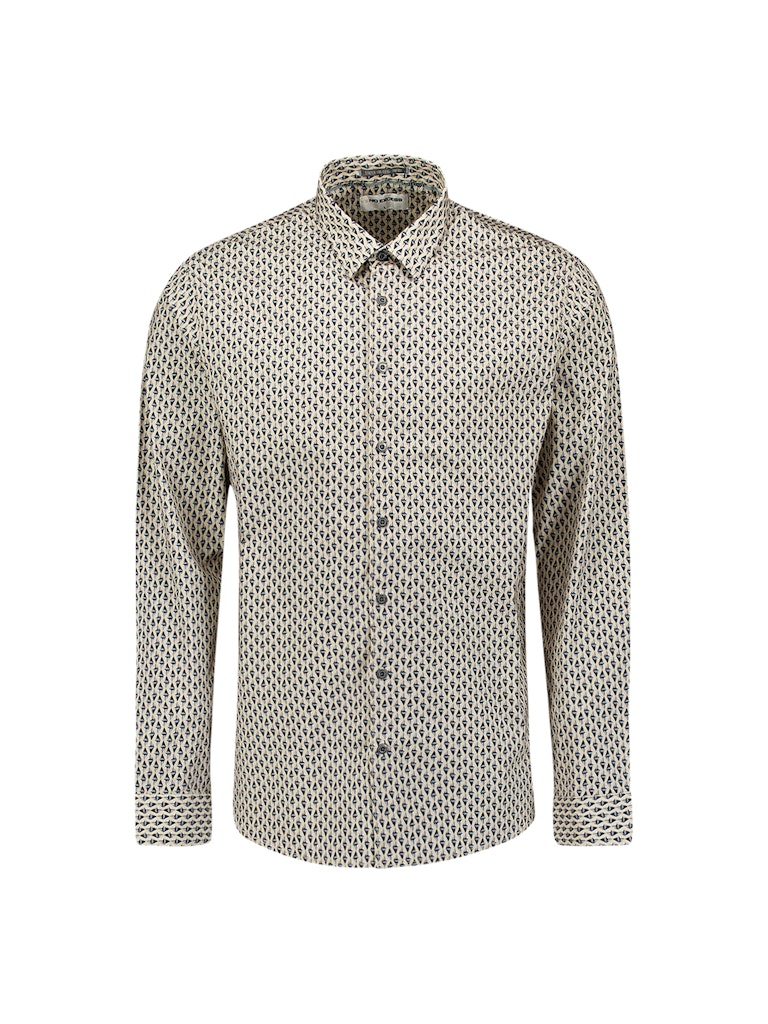 No Excess overhemd l/m ecru dessin – heren