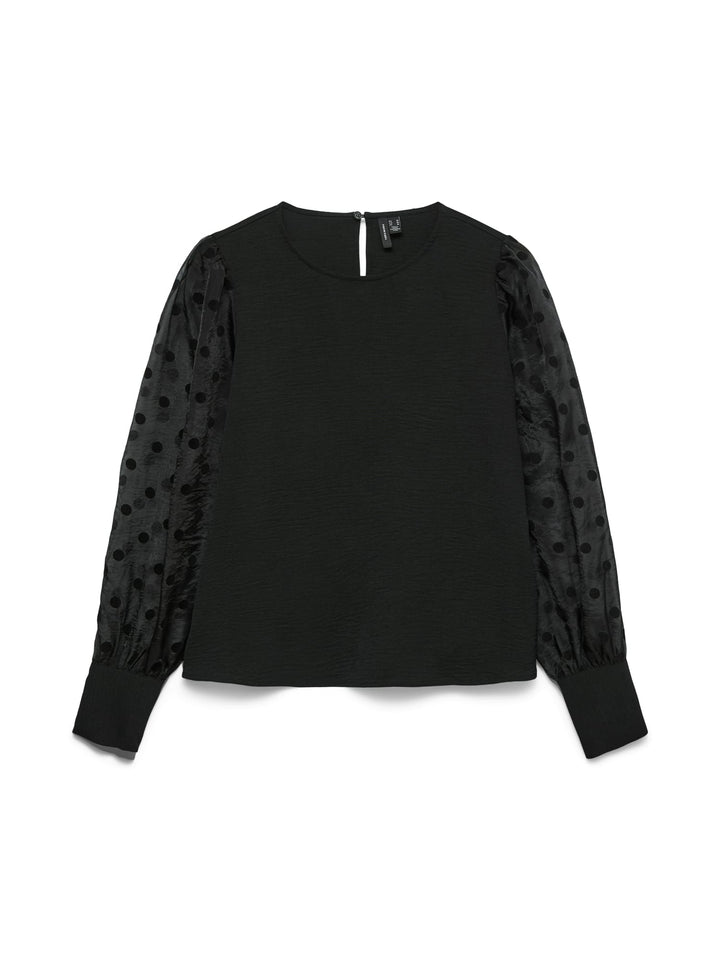 VERO MODA VMALVA DETAIL LS TOP WVN zwart – dames blouse