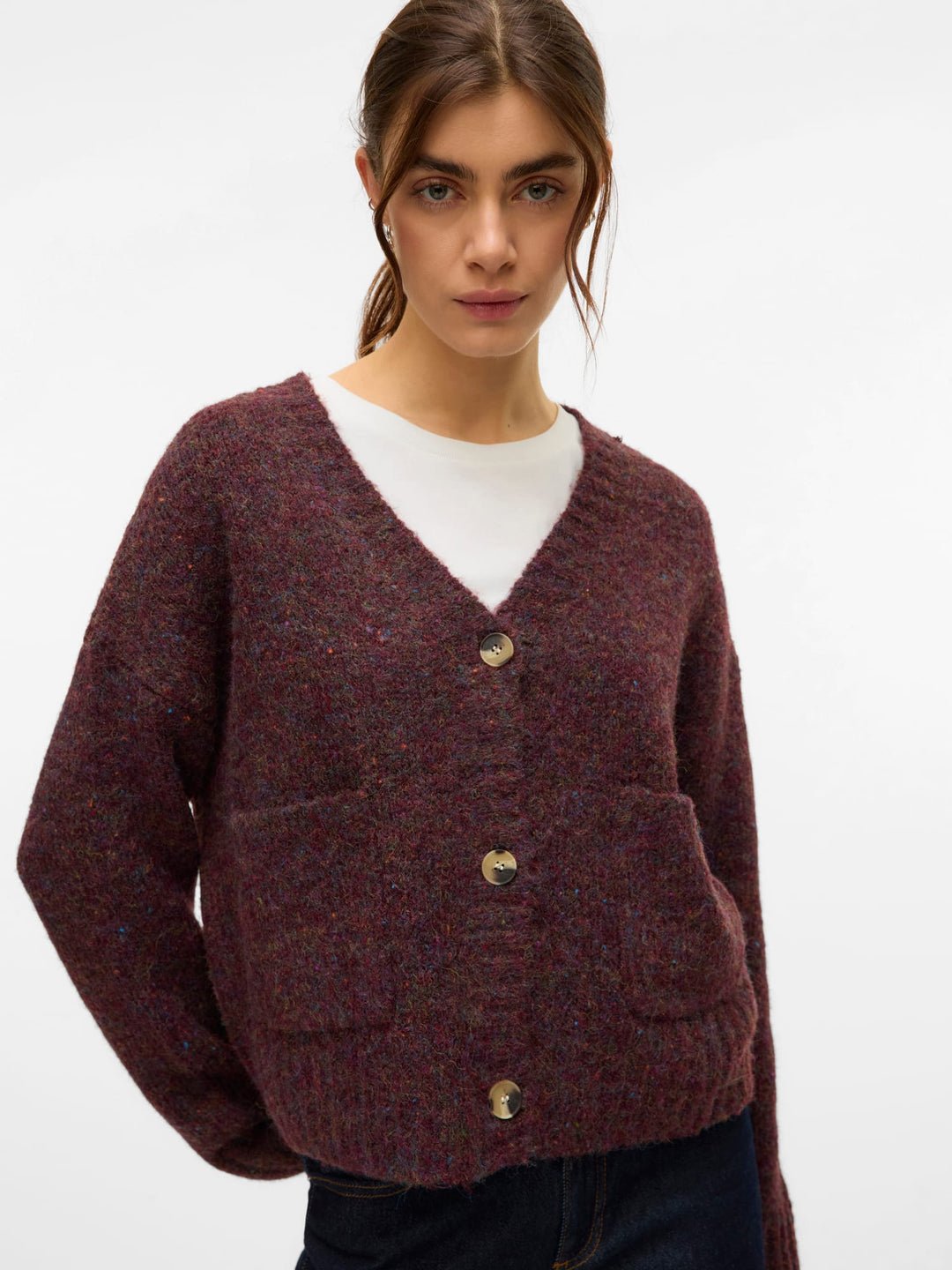 VERO MODA 10331347 Ingrid vest gebreid dames – paars dessin