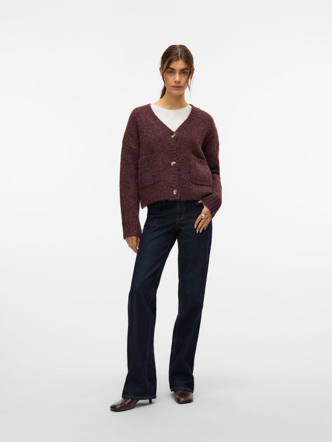 VERO MODA 10331347 Ingrid vest gebreid dames – paars dessin