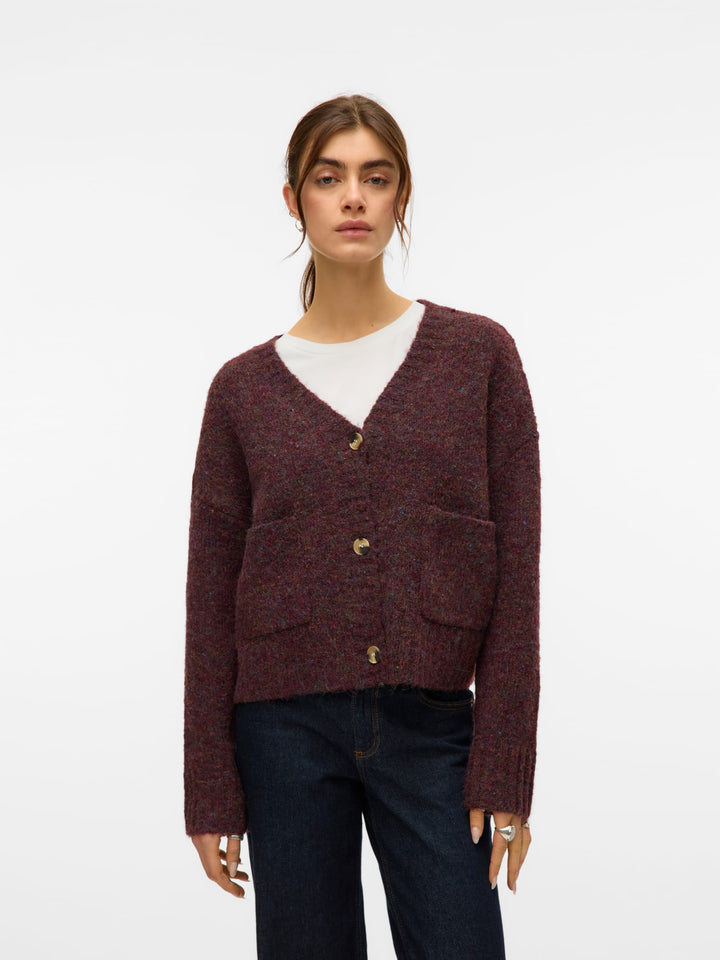 VERO MODA 10331347 Ingrid vest gebreid dames – paars dessin