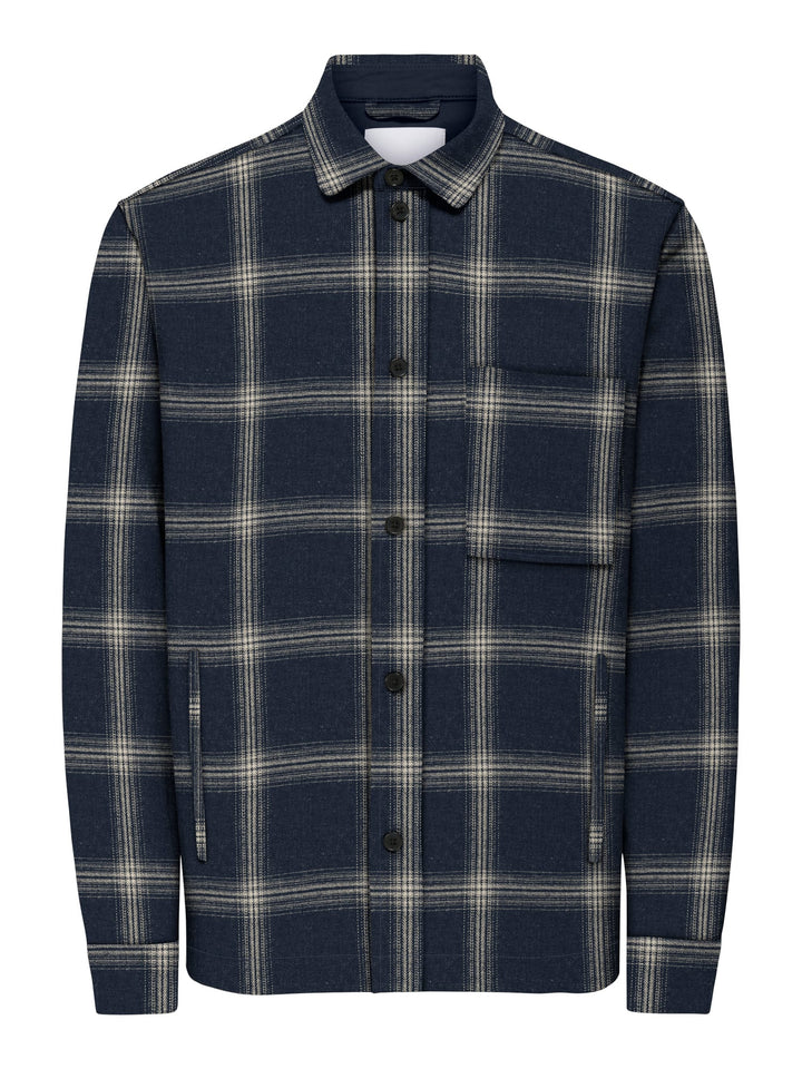 ONLY & SONS Aiden overhemd l/m heren – blauw dessin