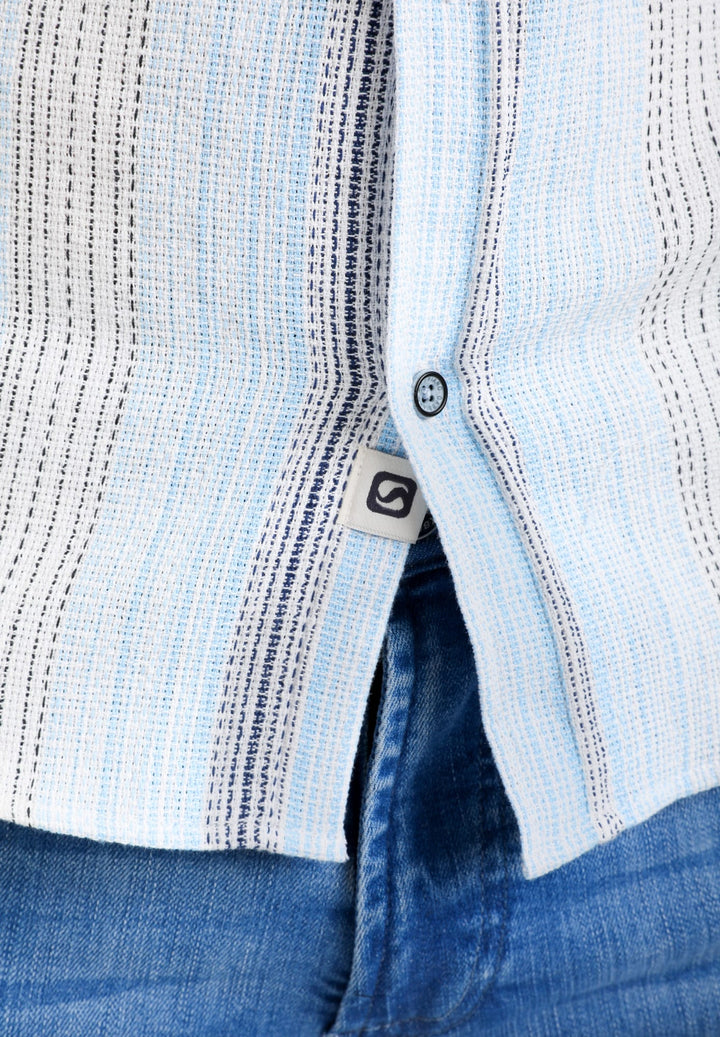 Gabbiano overhemd l/m blauw dessin – heren