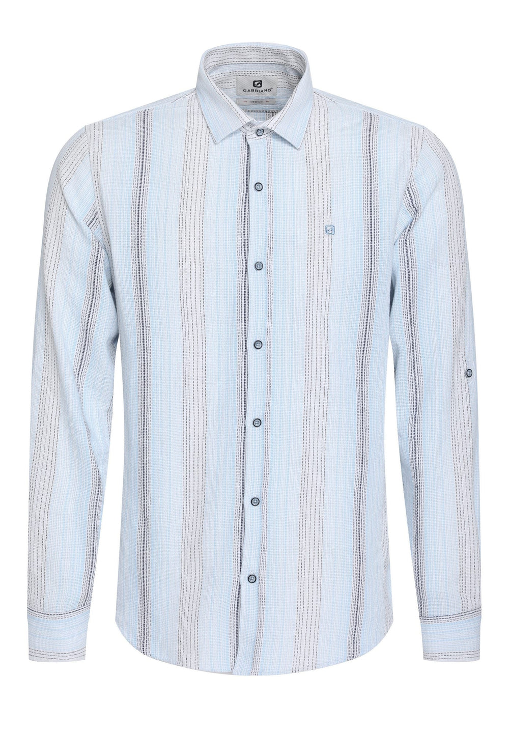 Gabbiano overhemd l/m blauw dessin – heren