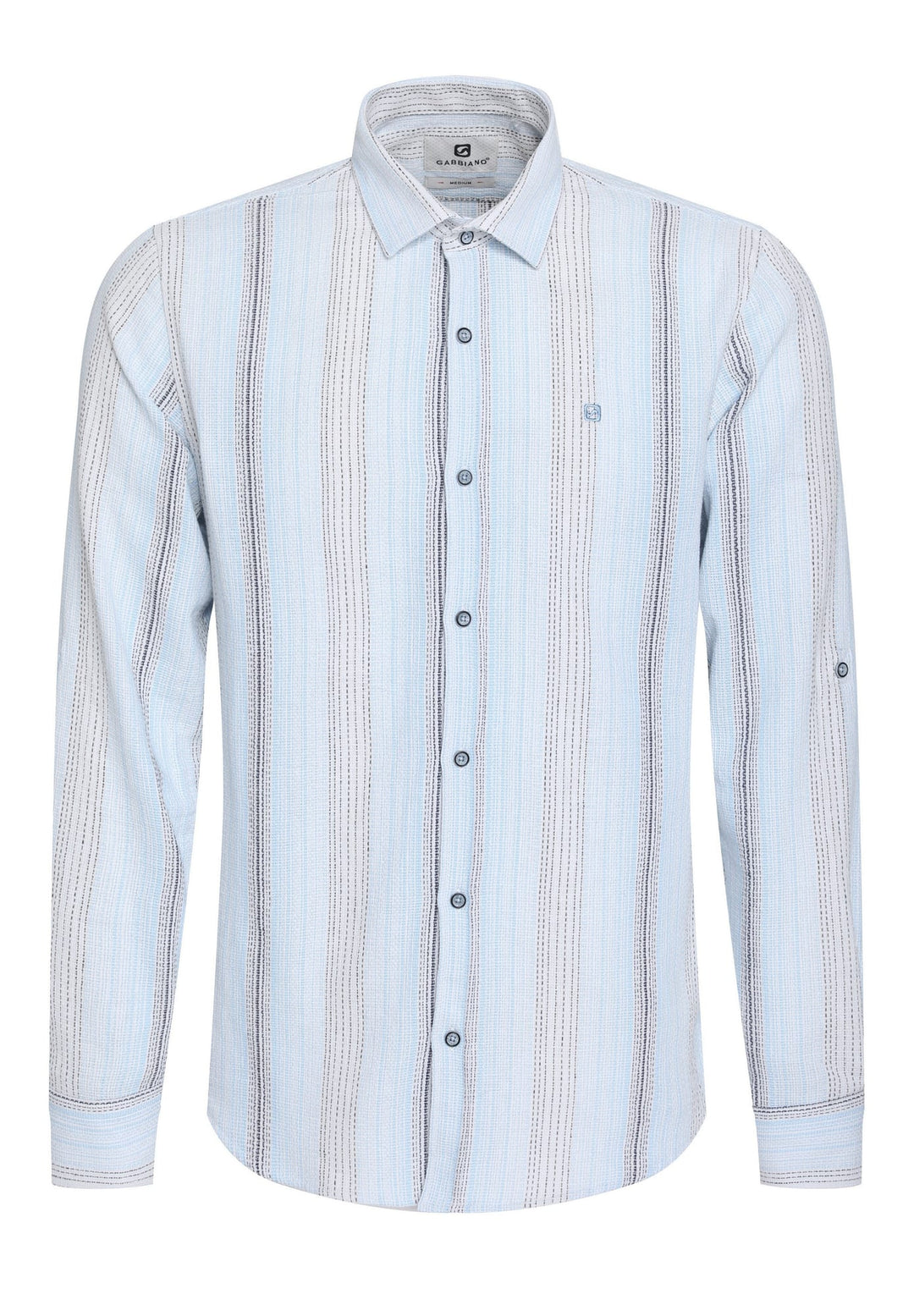 Gabbiano overhemd l/m blauw dessin – heren