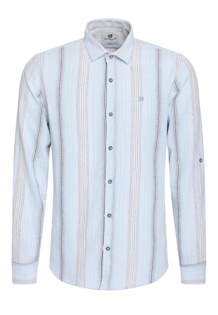 Gabbiano overhemd l/m blauw dessin – heren