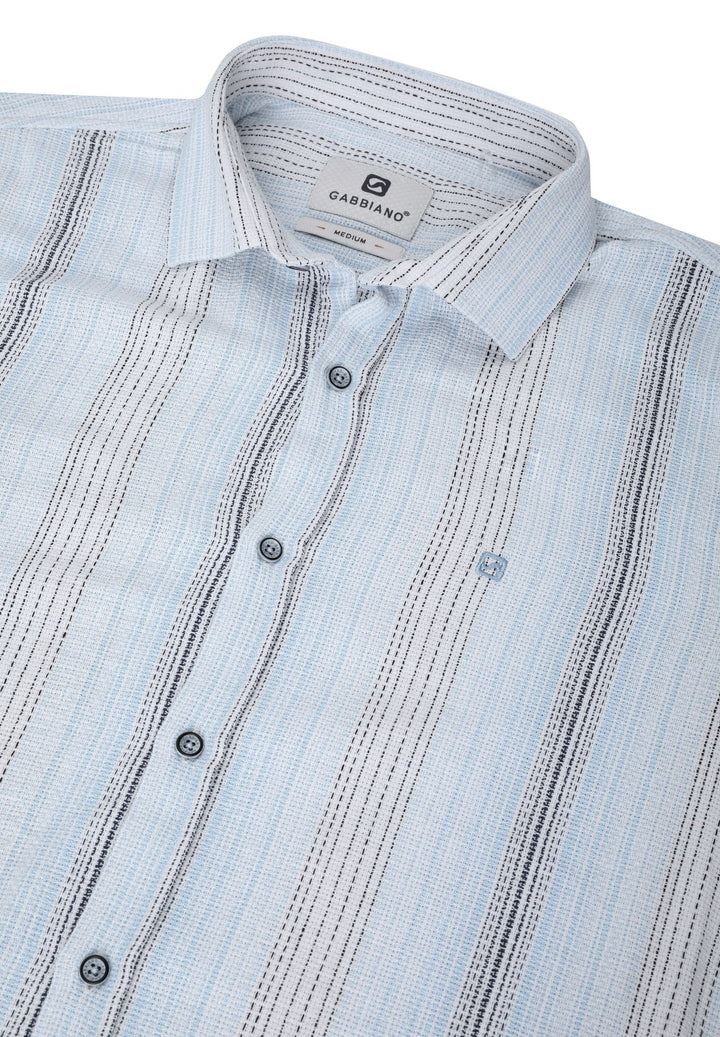 Gabbiano overhemd l/m blauw dessin – heren