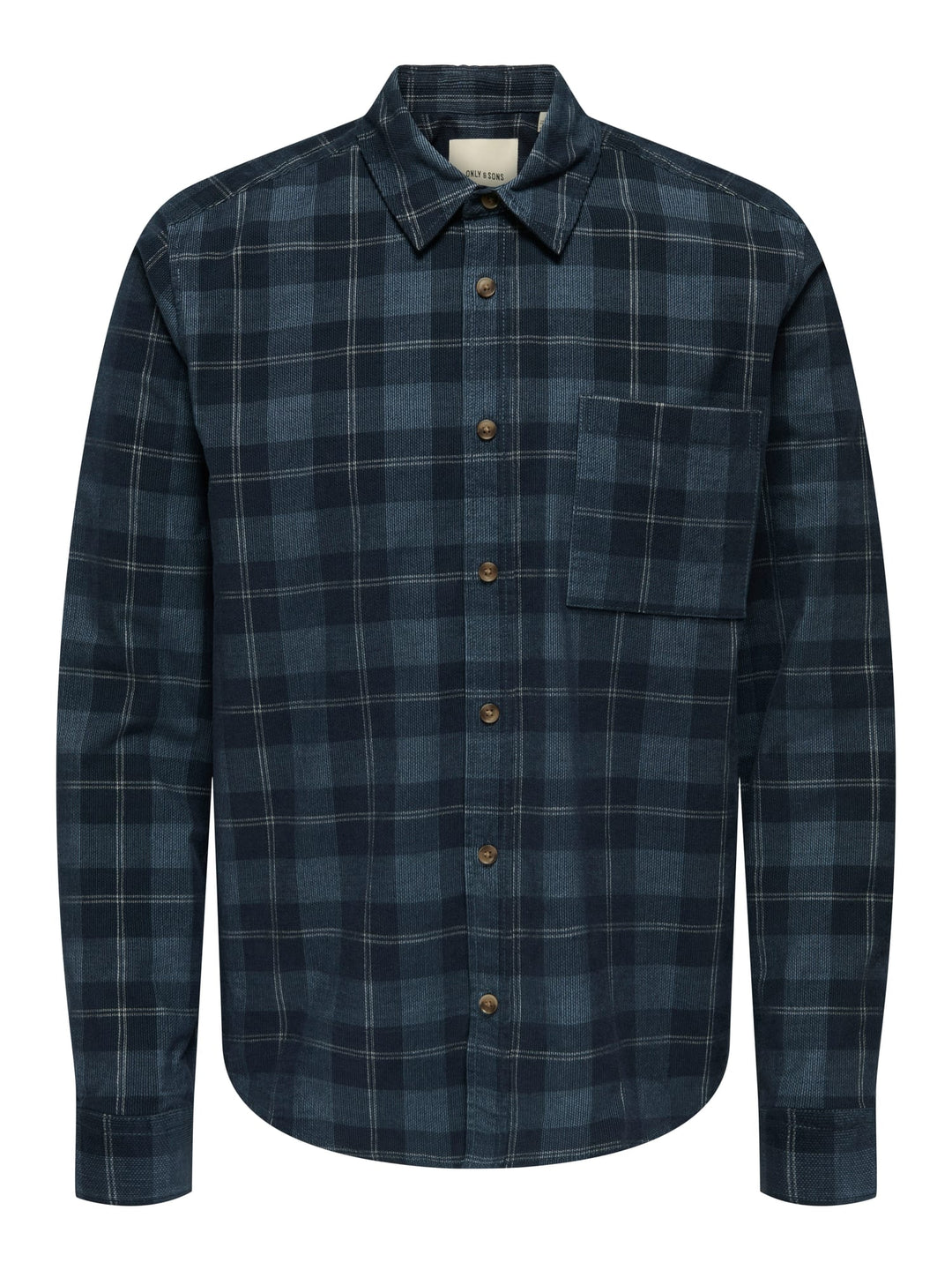 ONLY & SONS ONSWILLIAM CORD LS SHIRT – overhemd heren - Blauw Dessin