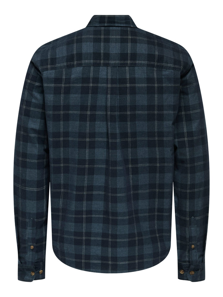 ONLY & SONS ONSWILLIAM CORD LS SHIRT – overhemd heren - Blauw Dessin