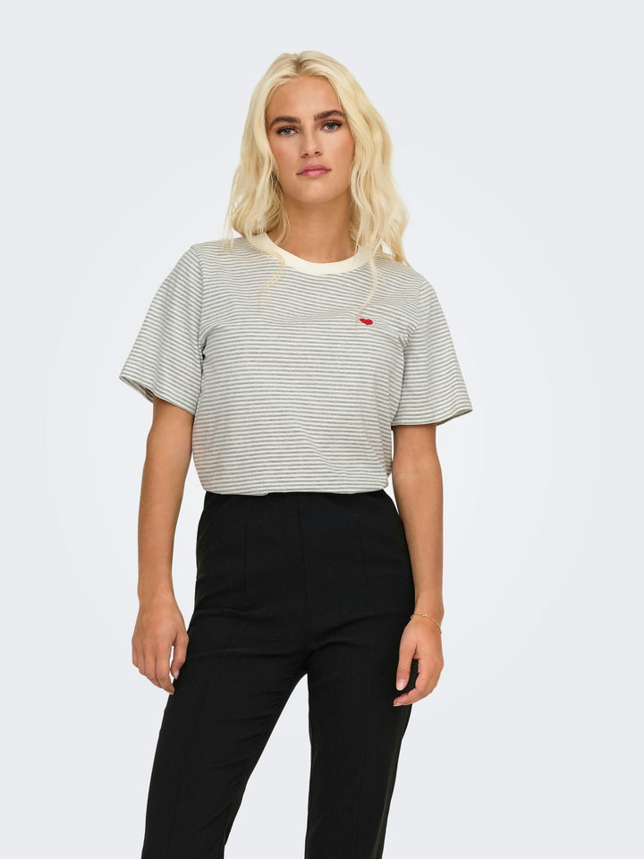 Jacqueline de Yong Pisa T-shirt zand dessin – dames
