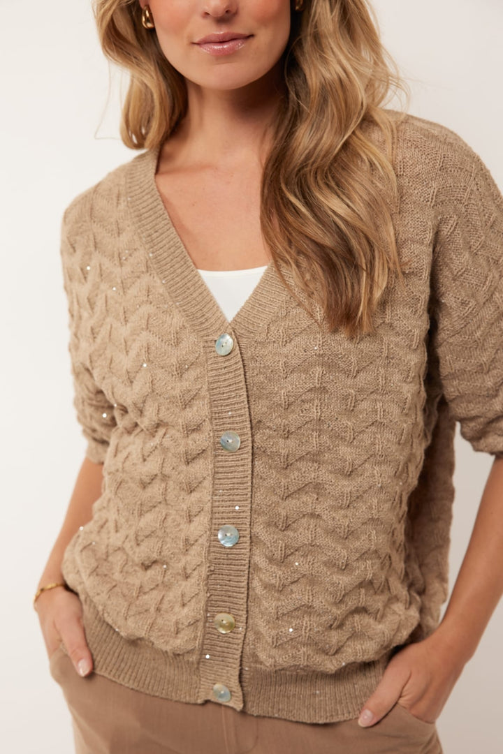 G-Maxx 25ZJG03 vest gebreid dames taupe