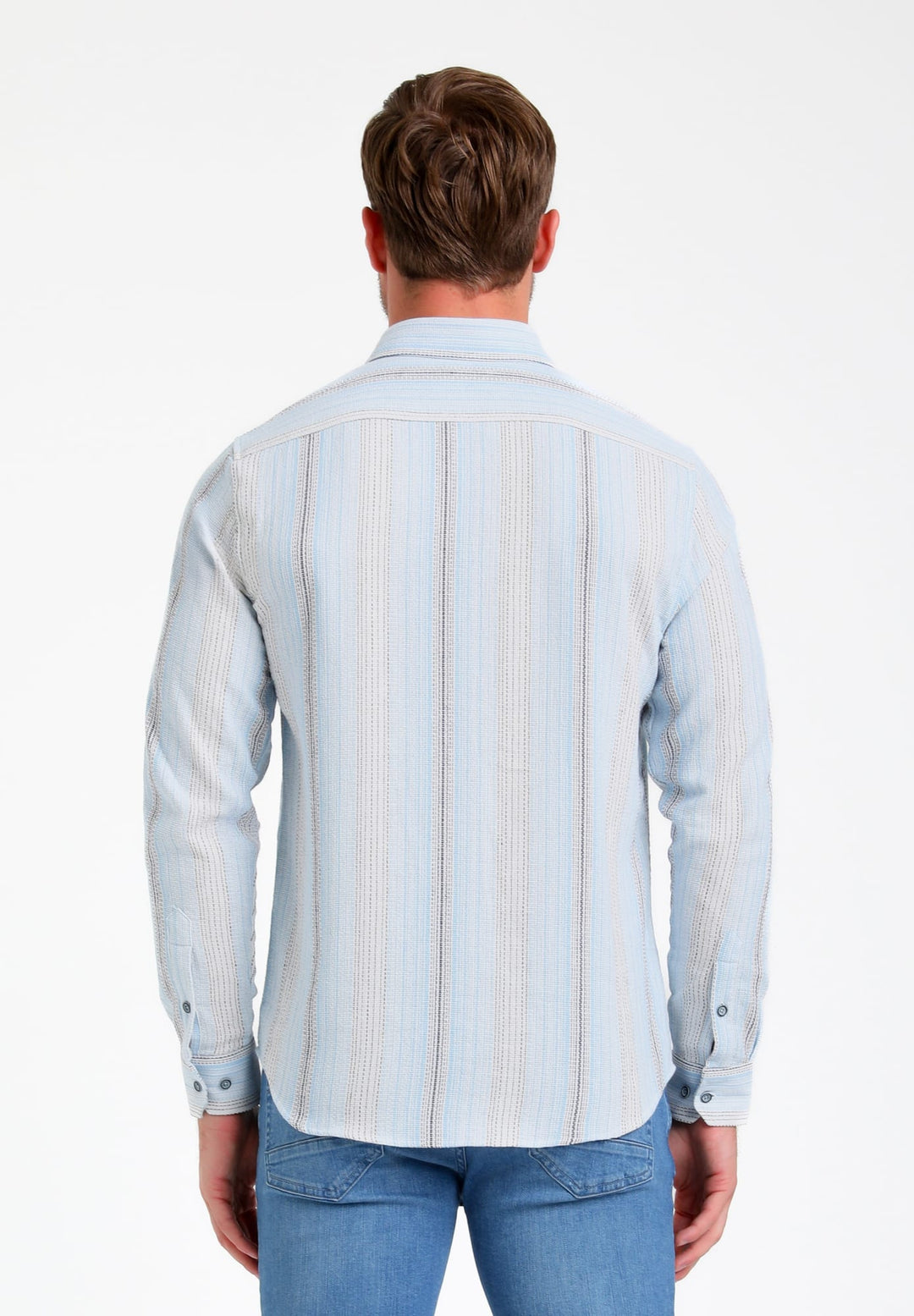 Gabbiano overhemd l/m blauw dessin – heren