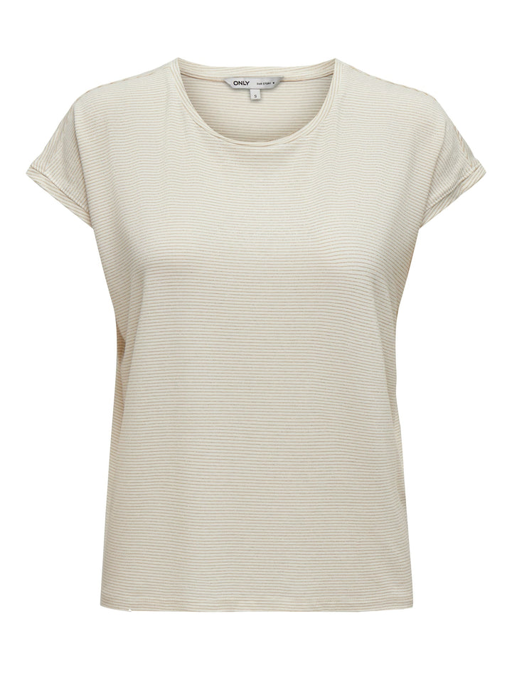 Only ONLCLAUDIA S/S Glitter Top – dames - Zand