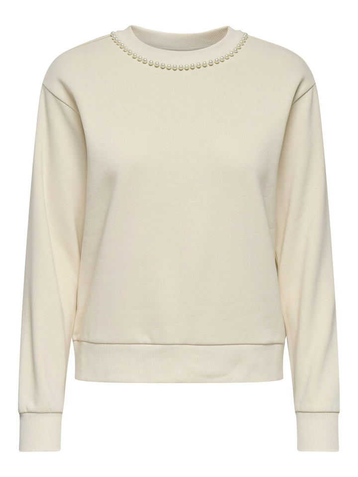 Jacqueline de Yong JDYPARIS L/S EMB SWEAT - dames sweater ecru