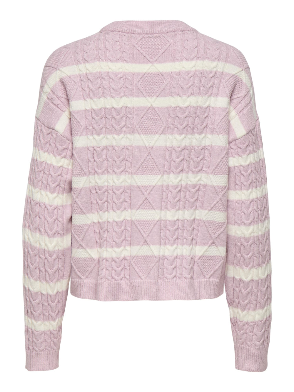 Only ONLKATIA LS Cable O-Neck Pullover – dames trui - Roze Dessin