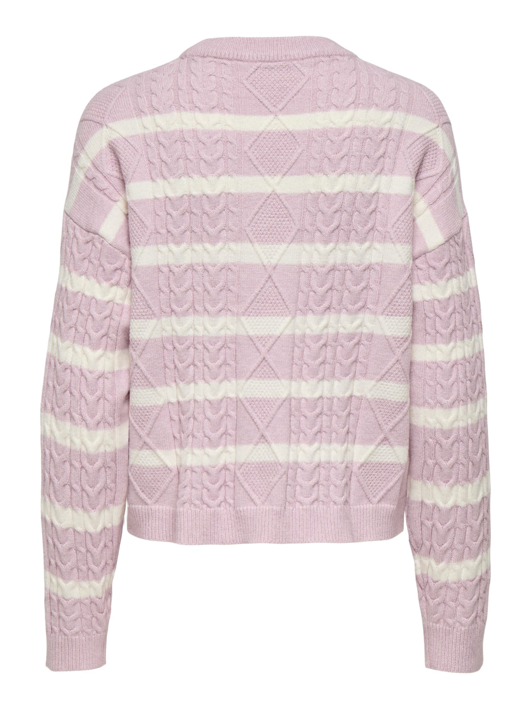 Only ONLKATIA LS Cable O-Neck Pullover – dames trui - Roze Dessin