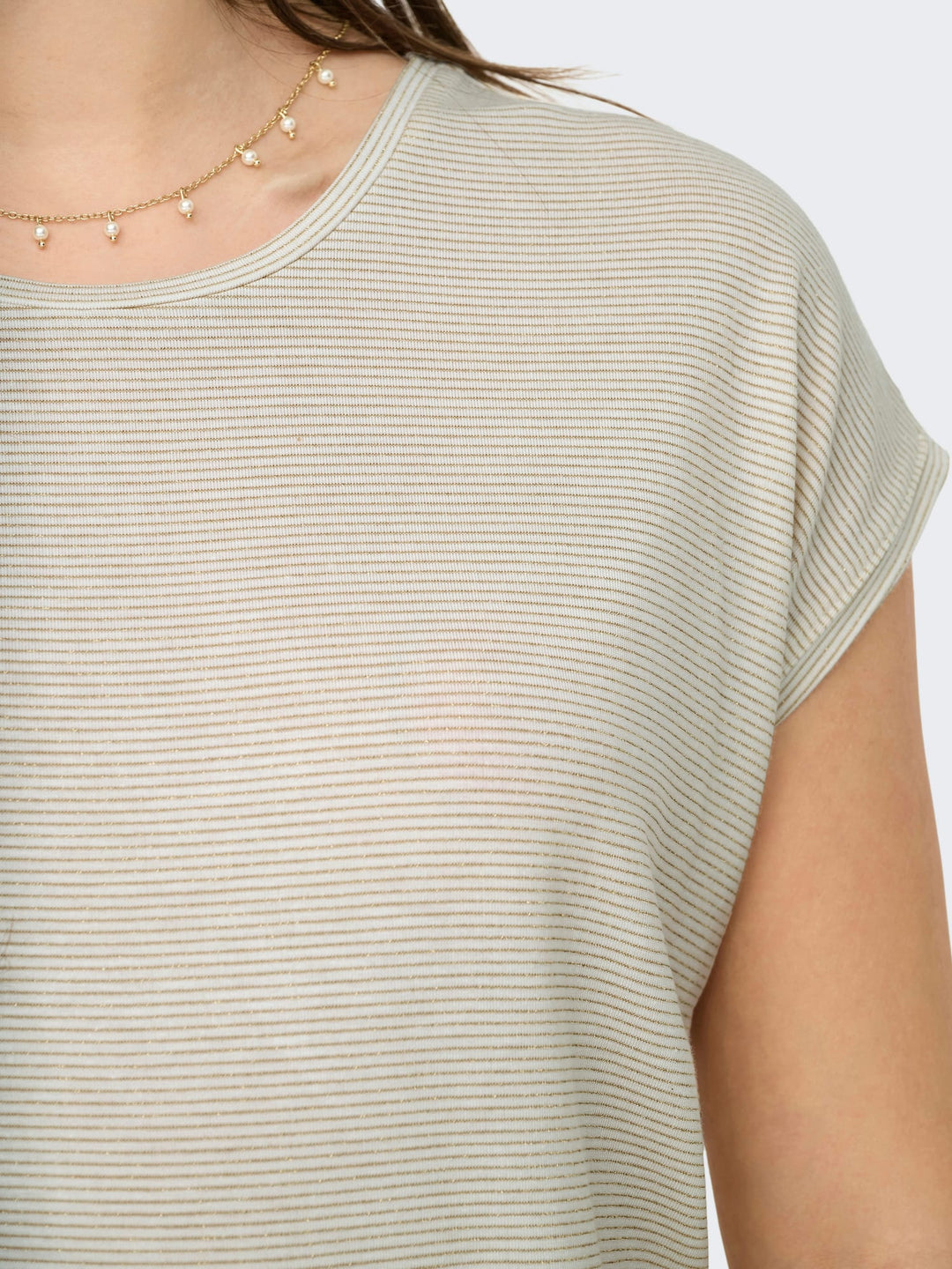 Only ONLCLAUDIA S/S Glitter Top – dames - Zand