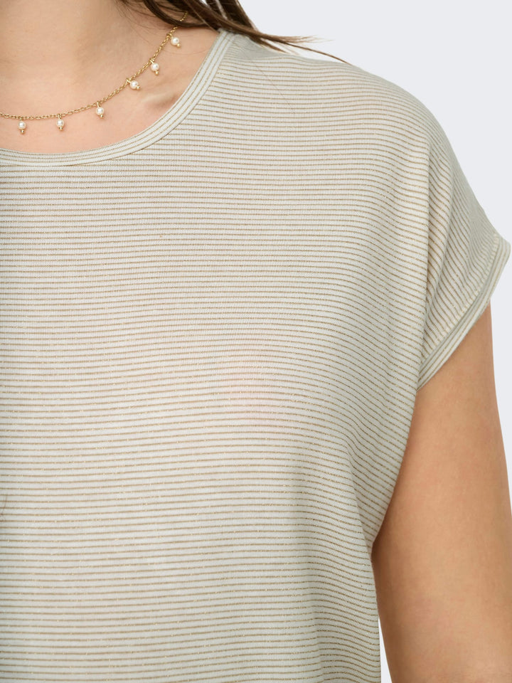 Only ONLCLAUDIA S/S Glitter Top – dames - Zand