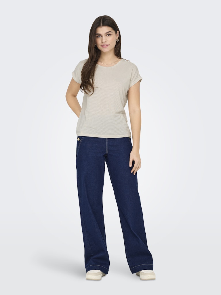 Only ONLCLAUDIA S/S Glitter Top – dames - Zand