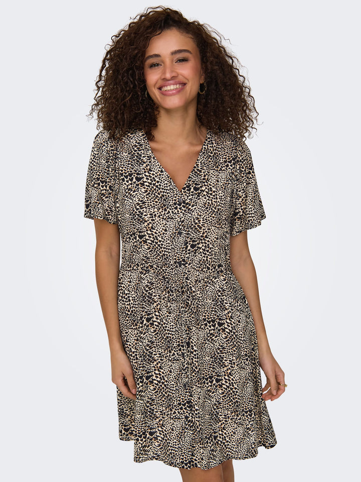 Only Evida jurk kort zwart dessin – dames