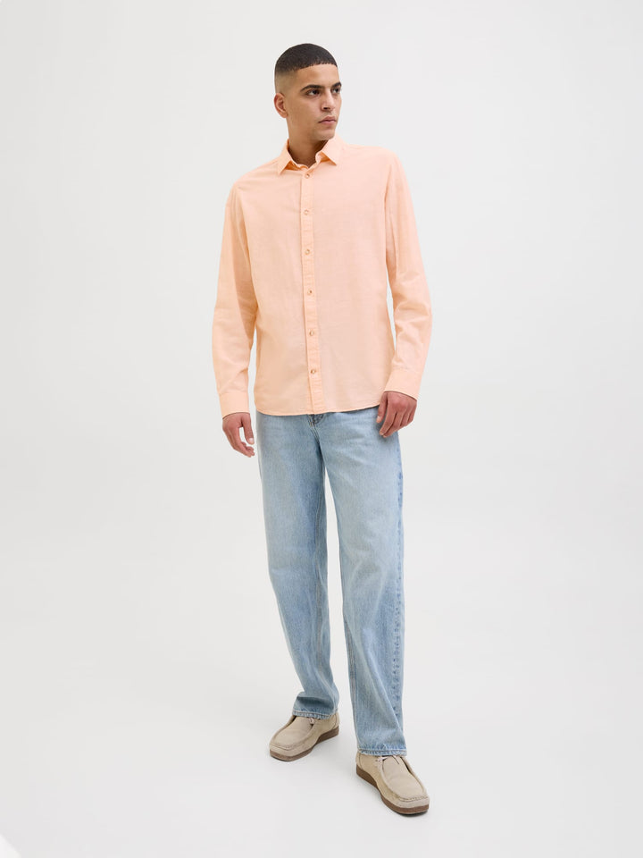 Jack & Jones JJESUMMER SHIRT LS SN – overhemd heren - Zalm/peach