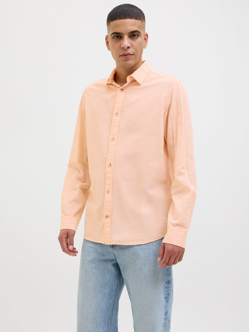 Jack & Jones JJESUMMER SHIRT LS SN – overhemd heren - Zalm/peach
