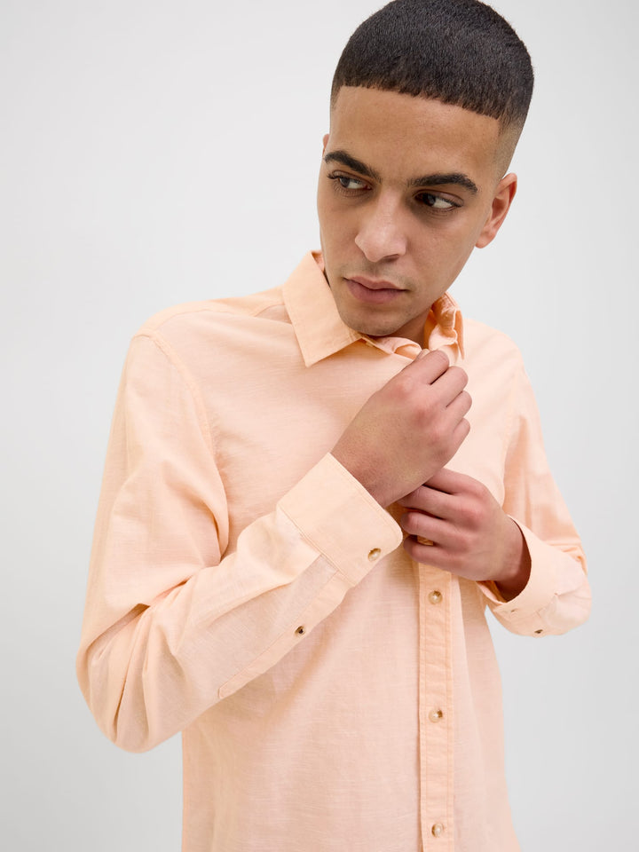 Jack & Jones JJESUMMER SHIRT LS SN – overhemd heren - Zalm/peach