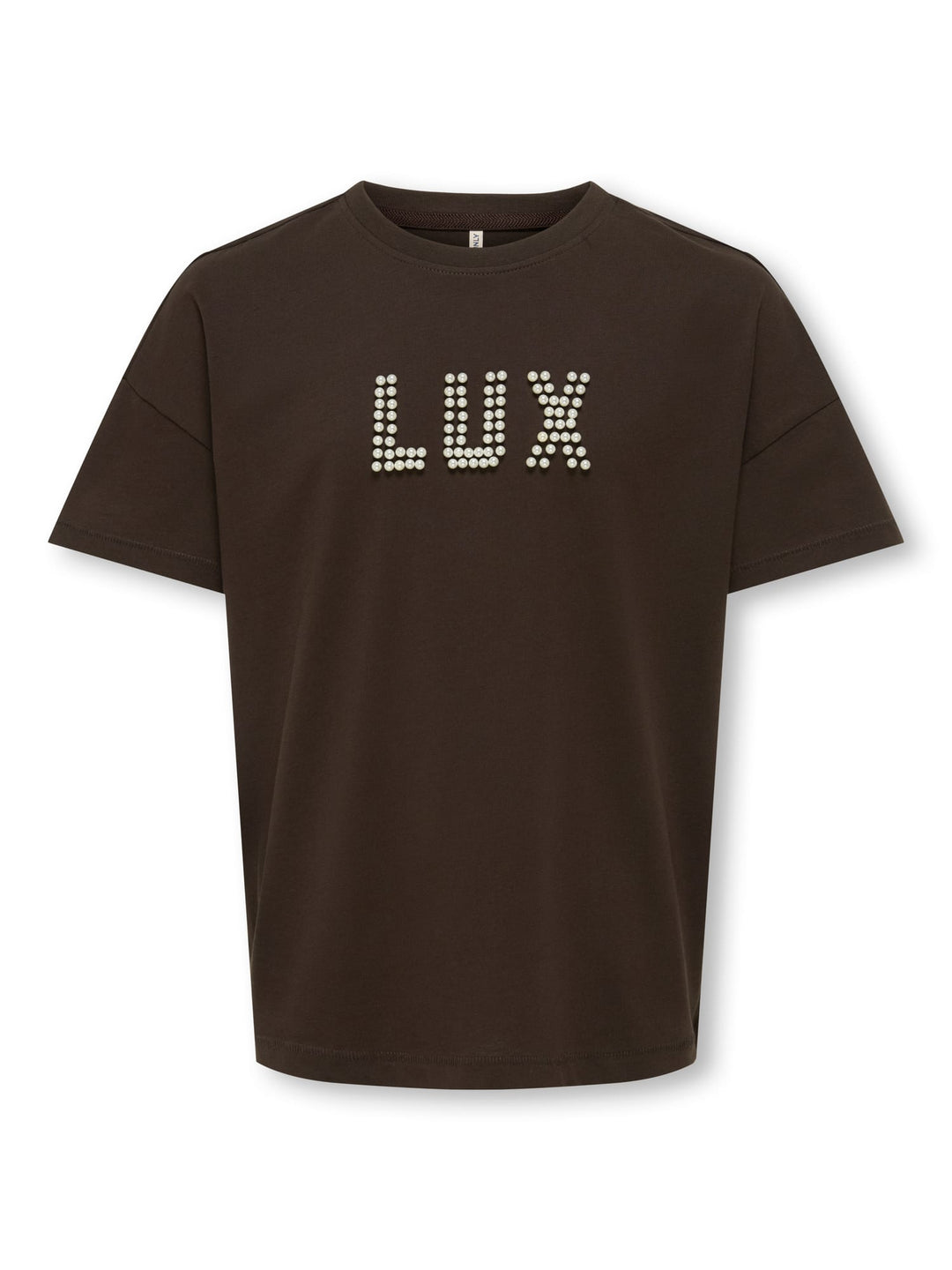 Kids Only KOGKATE LIFE SS O-NECK PEARL TOP JRS - T-shirt voor meisjes - Bruin