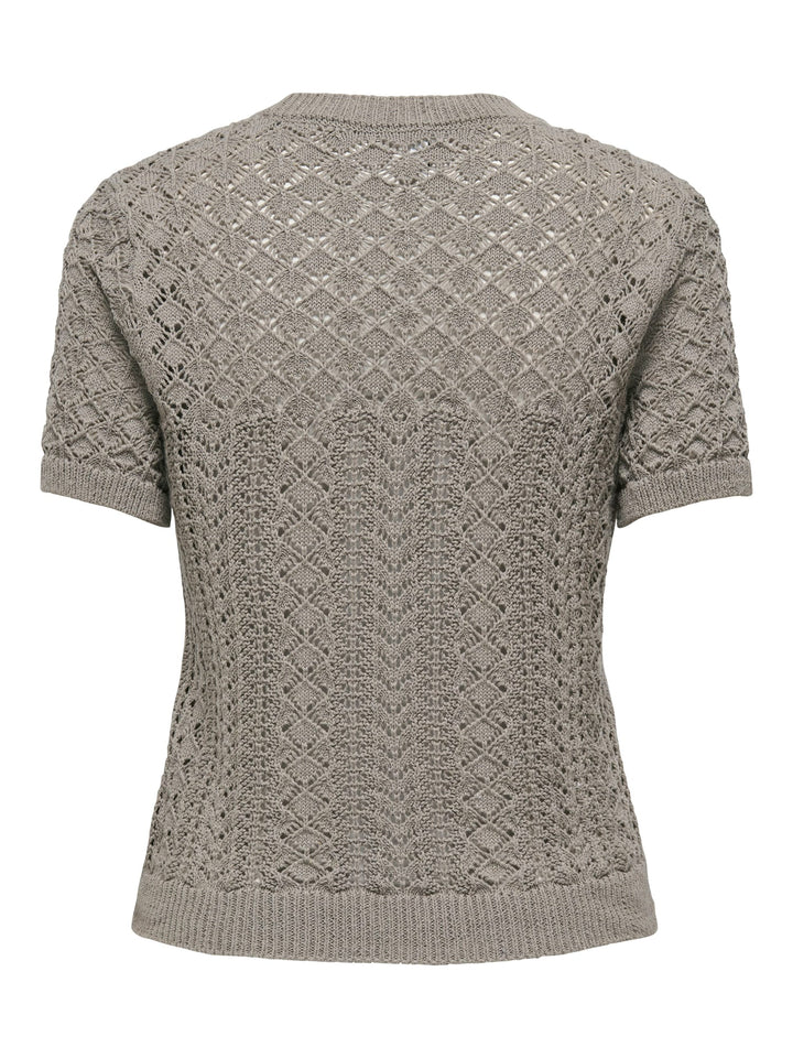 Only ONLSAGA SS O-NECK KNT NOOS taupe top – dames