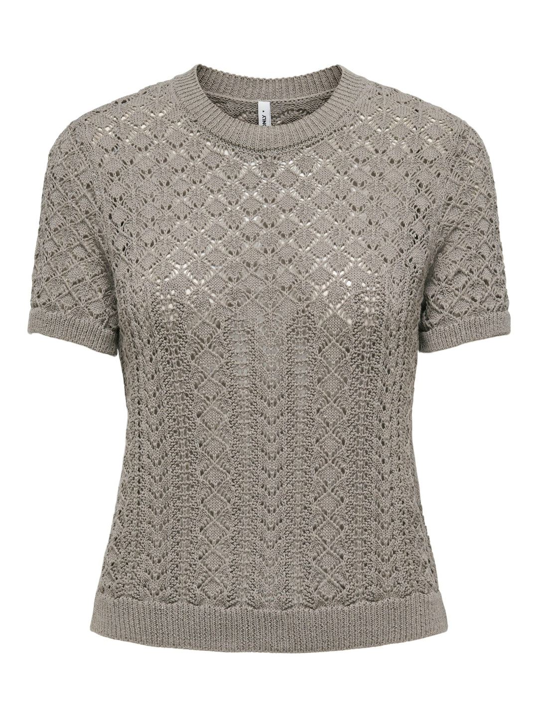 Only ONLSAGA SS O-NECK KNT NOOS taupe top – dames