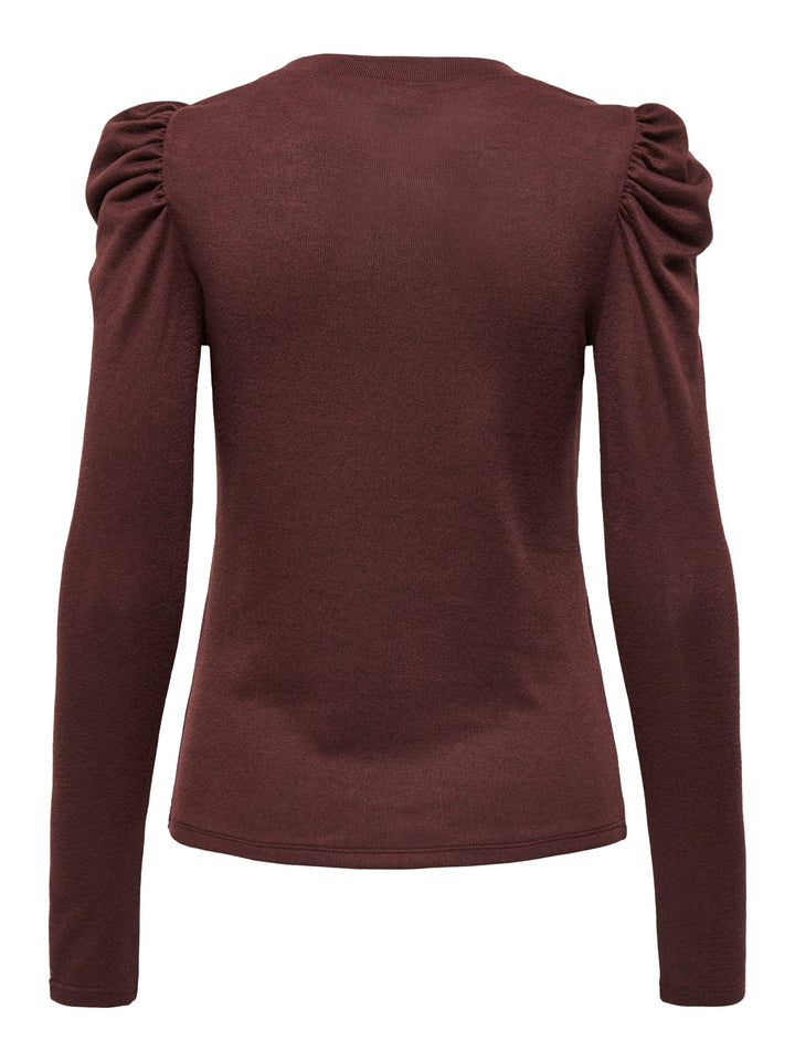 Jacqueline de Yong JDYTONSY L/S Puff Sleeve Top – dames t-shirt - Bruin Melee