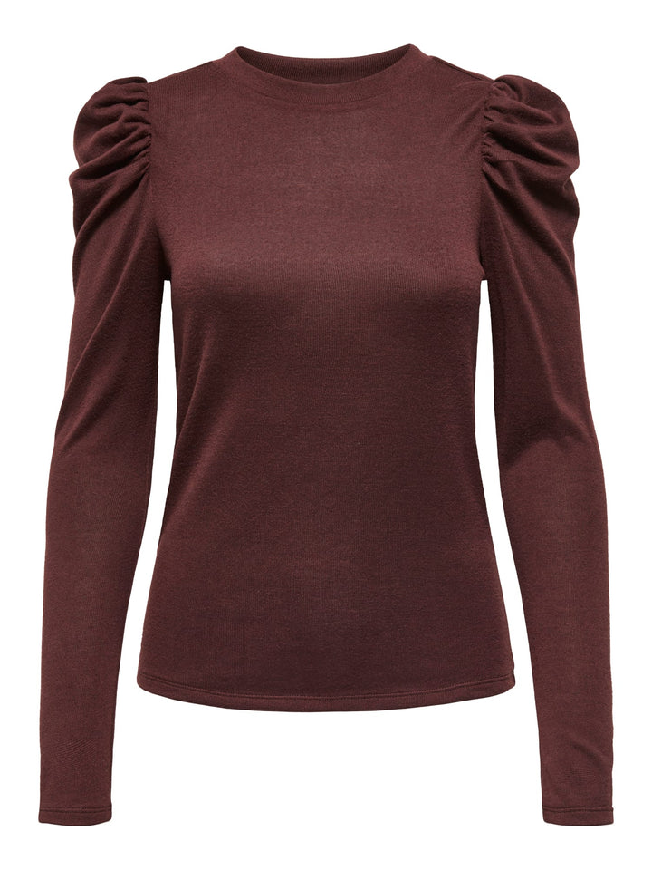 Jacqueline de Yong JDYTONSY L/S Puff Sleeve Top – dames t-shirt - Bruin Melee