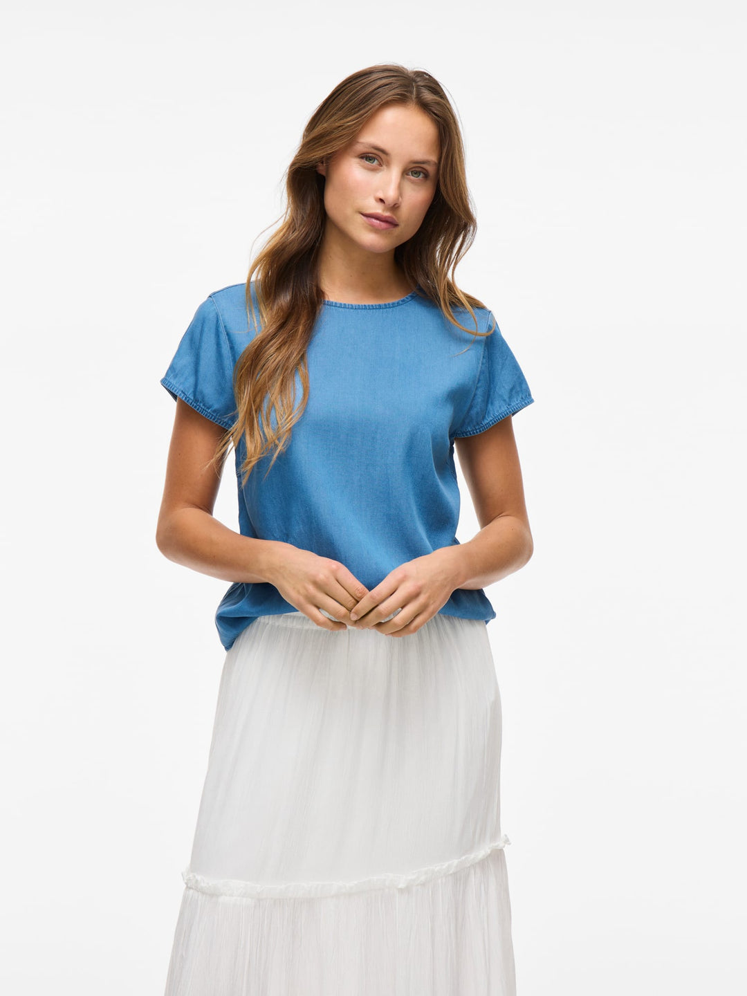 Vila VIBISTA C/S O-NECK TOP - NOOS – dames t-shirt - Blue Denim