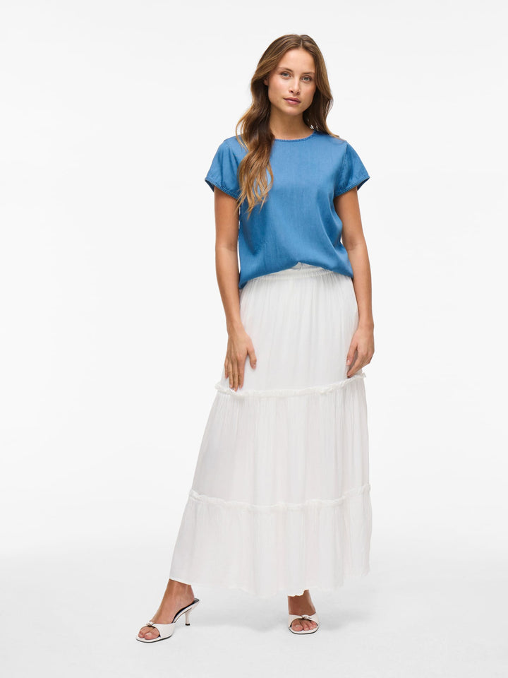 Vila 14107317 ista t-shirt k/m dames blue denim