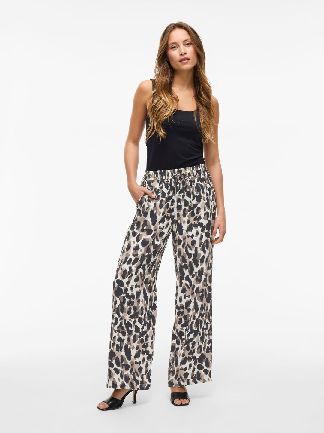Vila 14100308 Josa lange broek dames ecru dessin