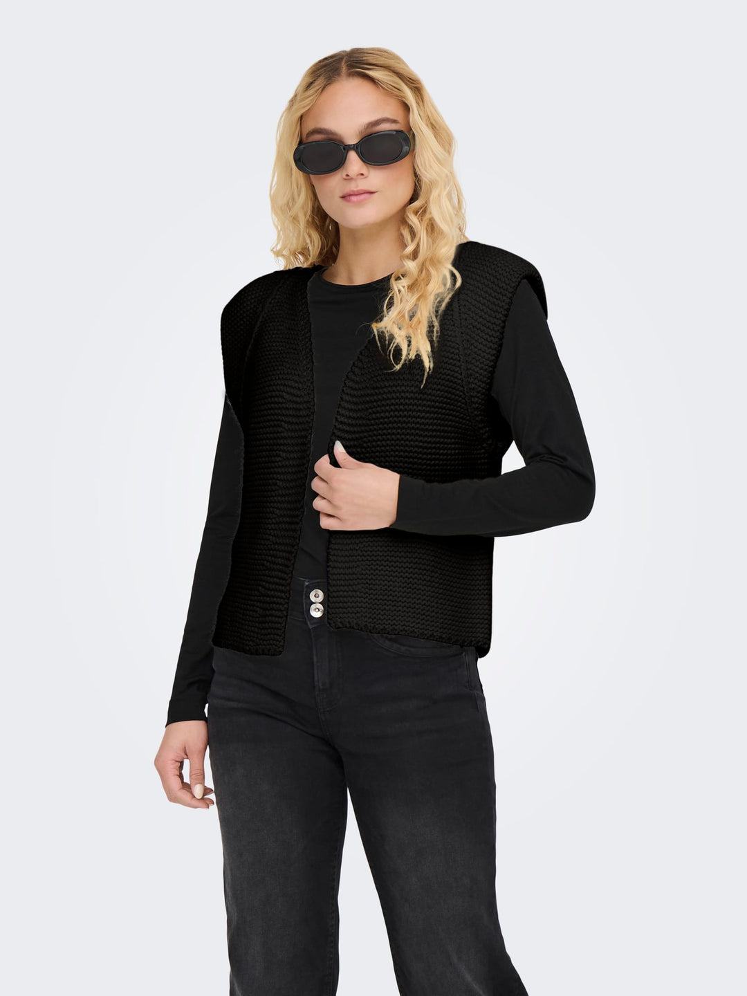 Only Loui gilet gebreid zwart – dames