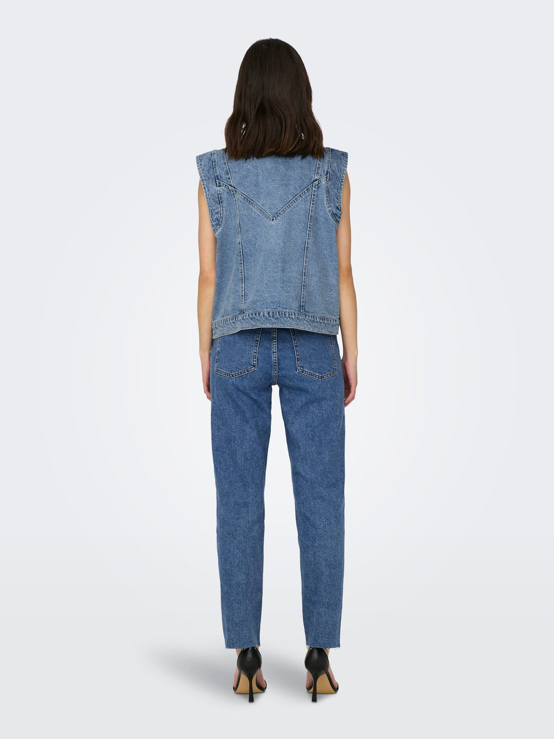 Only 15278041 Kennedy gilet denim dames blue denim