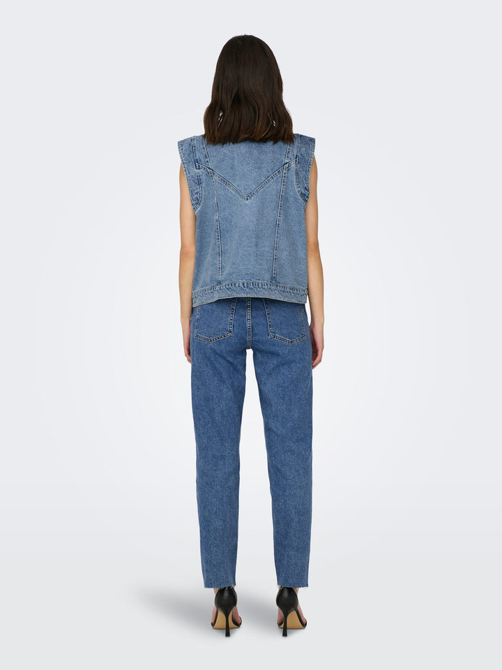 Only 15278041 Kennedy gilet denim dames blue denim